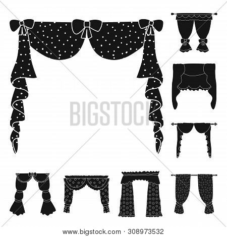 Vector Illustration Of Garter And Blinds Symbol. Set Of Garter And Drapery Vector Icon For Stock.