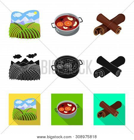 Vector Illustration Of Farm And Vineyard Sign. Set Of Farm And Product Stock Vector Illustration.