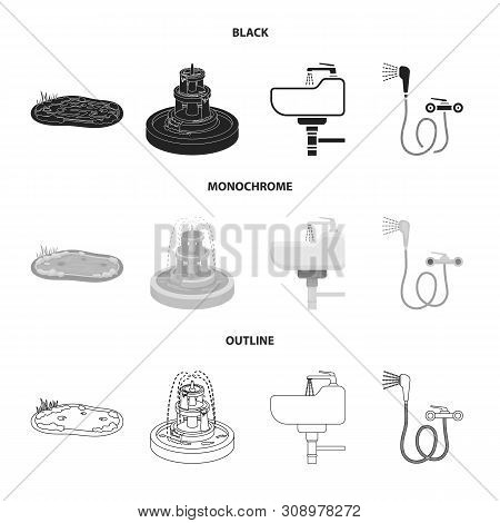 Vector Illustration Of Water And Drop Symbol. Set Of Water And Splash Vector Icon For Stock.