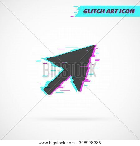 Cursor Vector Icon In Glitch Art Style