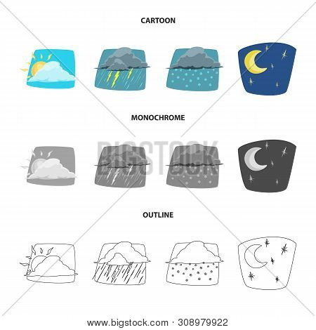 Vector Design Of Weather And Climate Icon. Set Of Weather And Cloud Stock Vector Illustration.