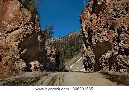 Russia. Mountain Altai. Roads Aktash-ulagan In The Area Of The Gorge 