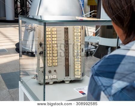 Moscow, Russia - June 08, 2019. Control And Signal Device Of The Fire Alarm System Working Compartme