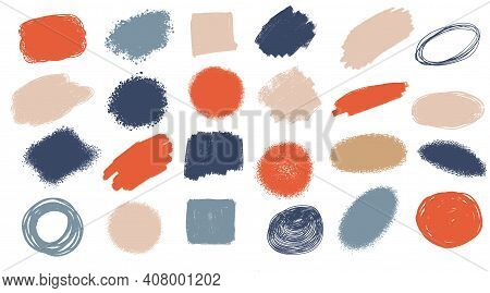 Dry Paint Stains Brush Stroke Backgrounds Set. Dirty Artistic Vector Design Elements, Boxes, Frames 