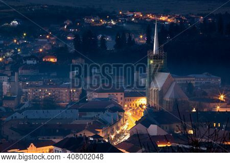 City Of Dej view from the hill at blue hour - Romania