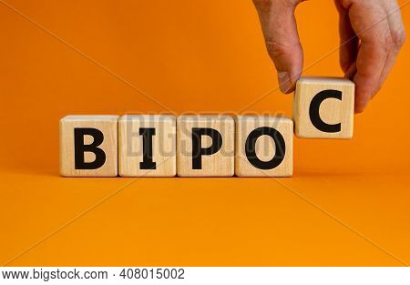 Bipoc Symbol. Abbreviation Bipoc, Black, Indigenous And People Of Color On Wooden Cubes. Beautiful O