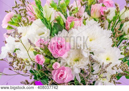 Bouquet Of Beautiful  Flower  On Pink Background