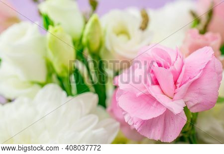 Bouquet Of Beautiful  Flower  On Pink Background