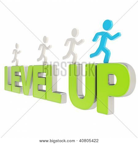 Menselijke Running symbolische figuren Over de woorden een Level omhoog