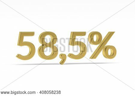Gold Digit Fifty-eight Point Five With Percent Sign - 58,5% Isolated On White - 3d Render