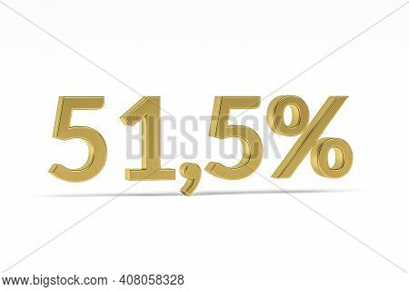 Gold Digit Fifty-one Point Five With Percent Sign - 51,5% Isolated On White - 3d Render