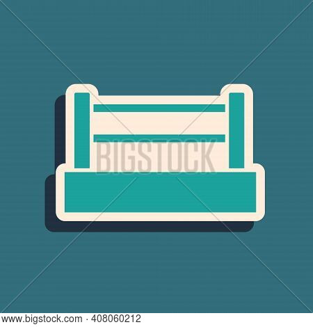 Green Boxing Ring Icon Isolated On Green Background. Long Shadow Style. Vector