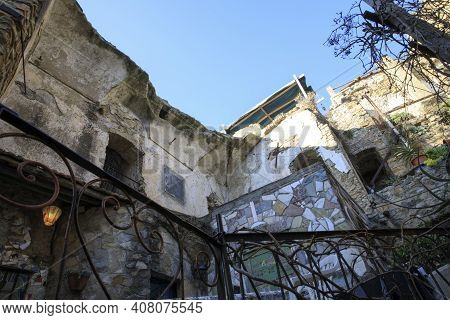 Bussana Vecchia (im), Italy - December 12, 2017: An Old House In Bussana Vecchia, Imperia, Liguria, 