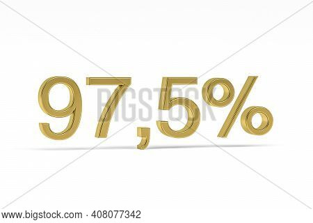 Gold Digit Ninety-seven Point Five With Percent Sign - 97,5% Isolated On White - 3d Render