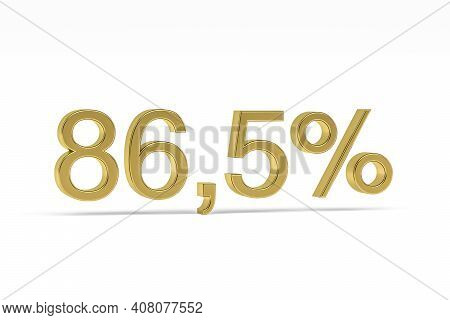Gold Digit Eighty-six Point Five With Percent Sign - 86,5% Isolated On White - 3d Render