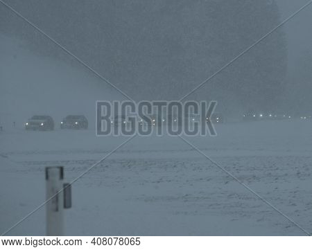 Traffic Jam In The Winter