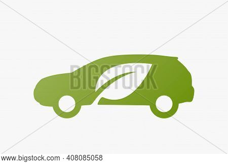 Eco Friendly Car Icon Icon. Environmentally Friendly And Eco Transport Symbol. Isolated Vector Image