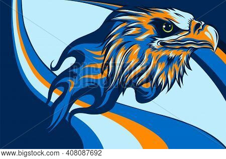 Illustration Eagle Head With Flame Vector Design