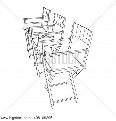 Director Movie Workplace Chair. Wireframe Low Poly Mesh Vector Illustration