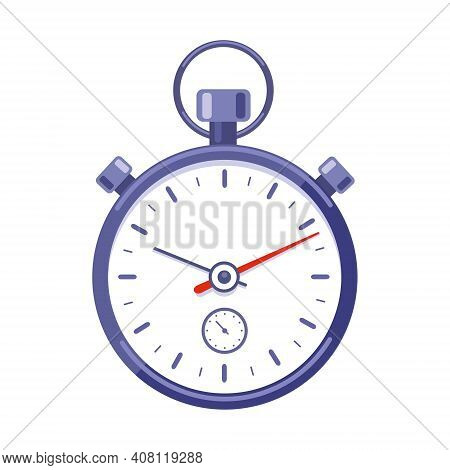 Stopwatch. Classic Stopwatch, Flat Vector Illustration, Icon Isolated On White Background.