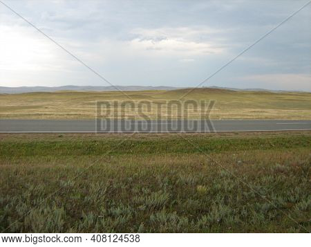 Autumn Steppes And Hills Of Khakasia, Stormy Sky