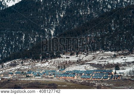 Spanish Pyrenees. Val Daran Or Aran Valley, View Of Betlan Village