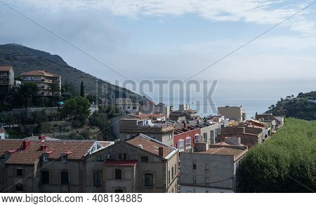 The Small Town Of Portbou On The Mediterranean Coast In The North-east Of Spain In Catalonia.