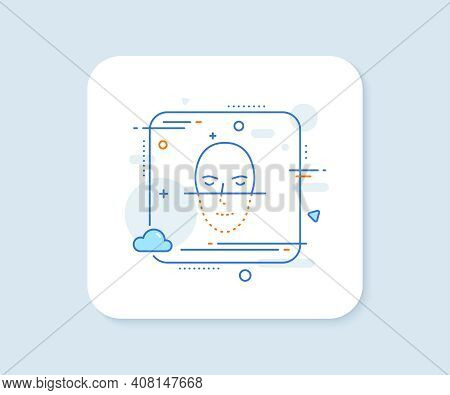 Face Recognition Line Icon. Abstract Square Vector Button. Faces Biometrics Sign. Head Scanning Symb