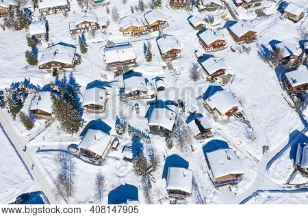 Winter in the swiss alps, Arvenbuel village near Amden canton of St. Gallen in , Switzerland