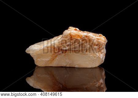 Macro Mineral Stone Moonstone A Black Background