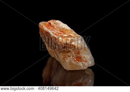 Macro Mineral Stone Moonstone A Black Background