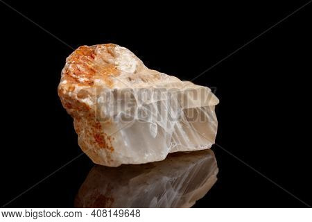 Macro Mineral Stone Moonstone A Black Background