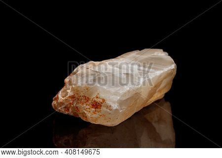 Macro Mineral Stone Moonstone A Black Background