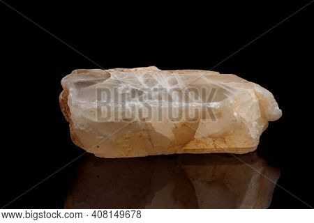 Macro Mineral Stone Moonstone A Black Background