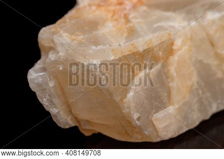 Macro Mineral Stone Moonstone A Black Background