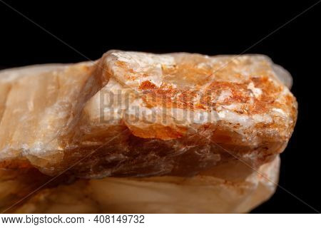 Macro Mineral Stone Moonstone A Black Background