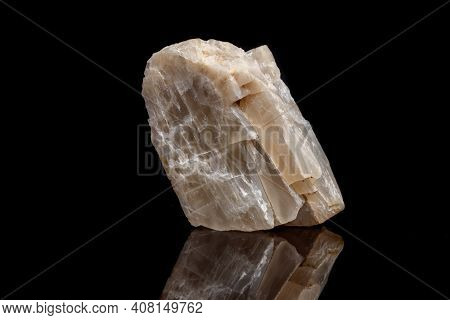 Macro Mineral Stone Moonstone A Black Background