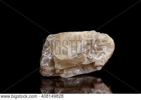 Macro Mineral Stone Moonstone A Black Background