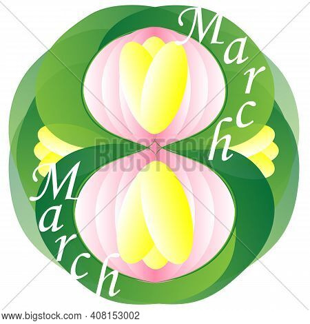 March 8 Postcard. Vector Illustration In A Flat Style.
