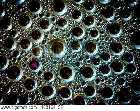 Many Beautiful Colored Fat Bubbles On The Water