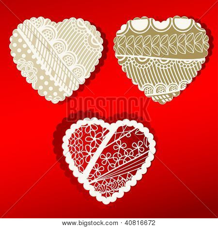 Valentine wzorzyste serca zestaw trzech