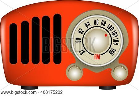 Old Style Radio With Dial Setting. Vector Illustration.