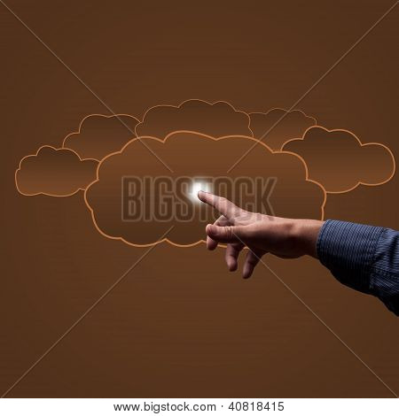 finger berör molnen