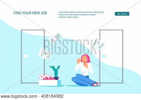 Landing Webpage Template Of Dismissal Employees. Unemployment, Jobless And Employee Job Reduction Me