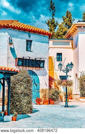Typical Landscapes And Authentic Catalan Cozy Streets In Cities Of  Spain.catalonia.