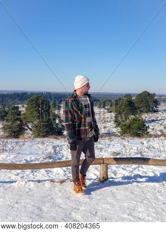 Sallandse Heuvelrug Natural Park Snow Covered During Winter Weather In The Netherlands By Holterberg