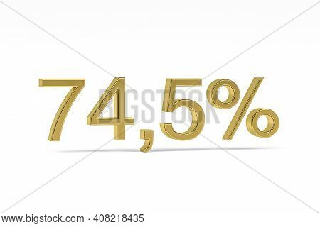 Gold Digit Seventy Four Point Five With Percent Sign - 74,5% Isolated On White - 3d Render