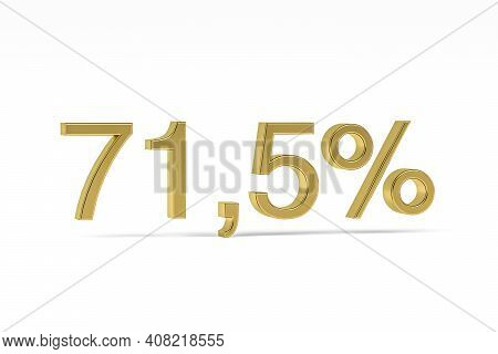 Gold Digit Seventy-one Point Five With Percent Sign - 71,5% Isolated On White - 3d Render