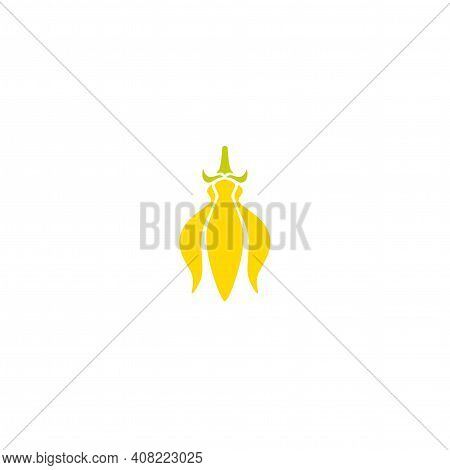 Yellow Ilang-ilang Flower. Medical, Cosmetic, Health Care Label. Eco, Floral, Natural, Organic Symbo