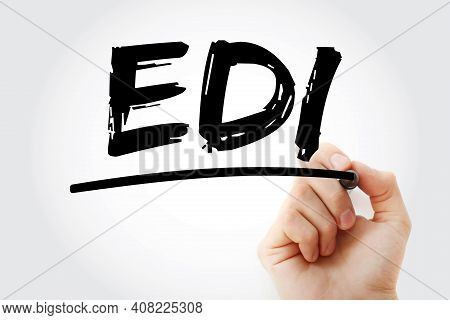 Edi - Electronic Data Interchange Acronym With Marker, Business Concept Background